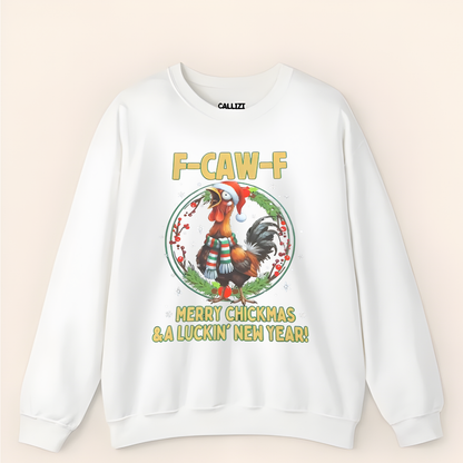 Funny F-CAW-F Rooster Christmas Swearshirt