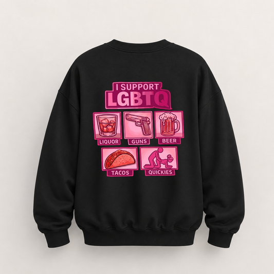 I SUPPORT LGBTQ SWEATSHIRT (BACK PRINT)