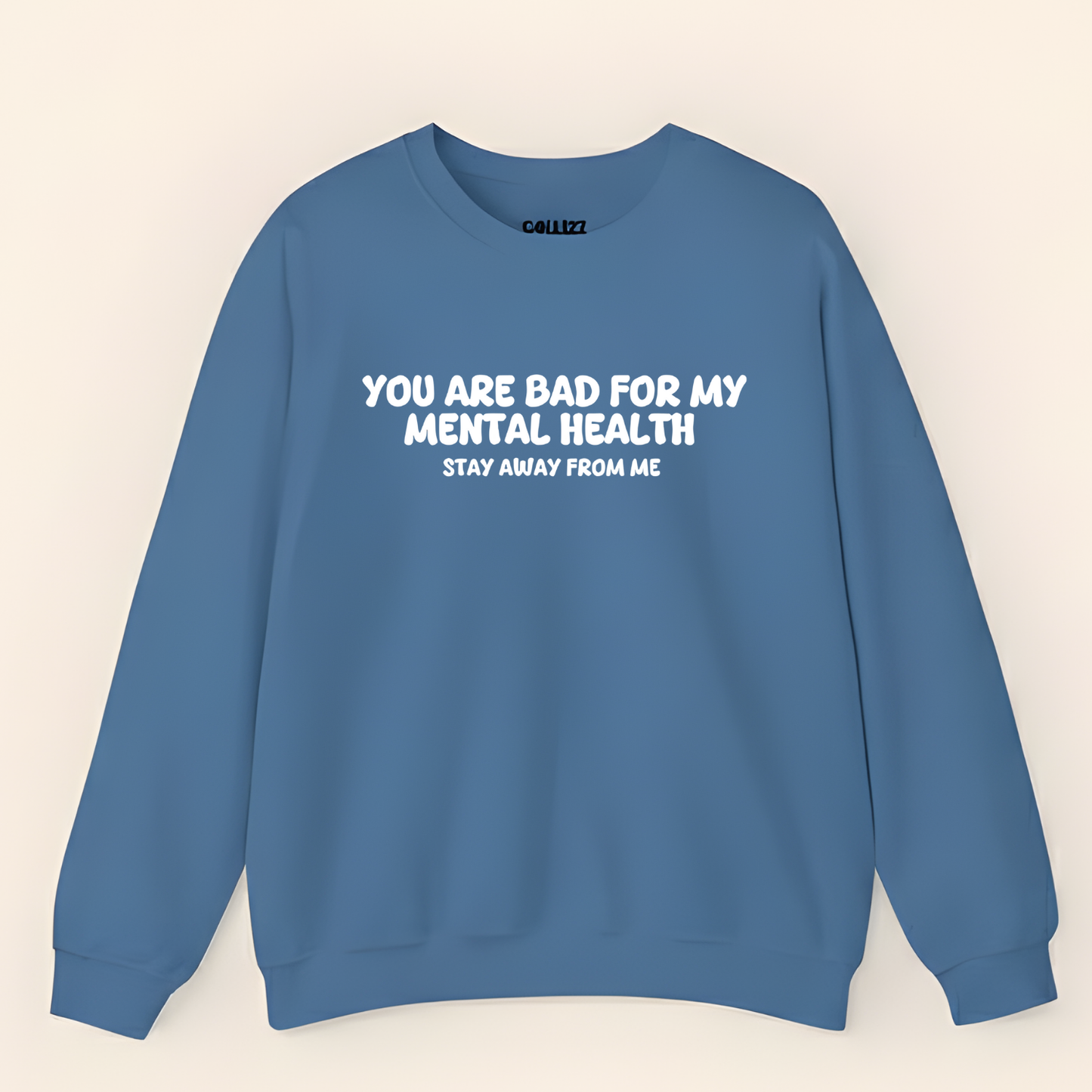 Unisex Black Crewneck Sweatshirt – “Protecting My Peace – Please Stay Away” – Graphic Slogan, Relaxed Fit