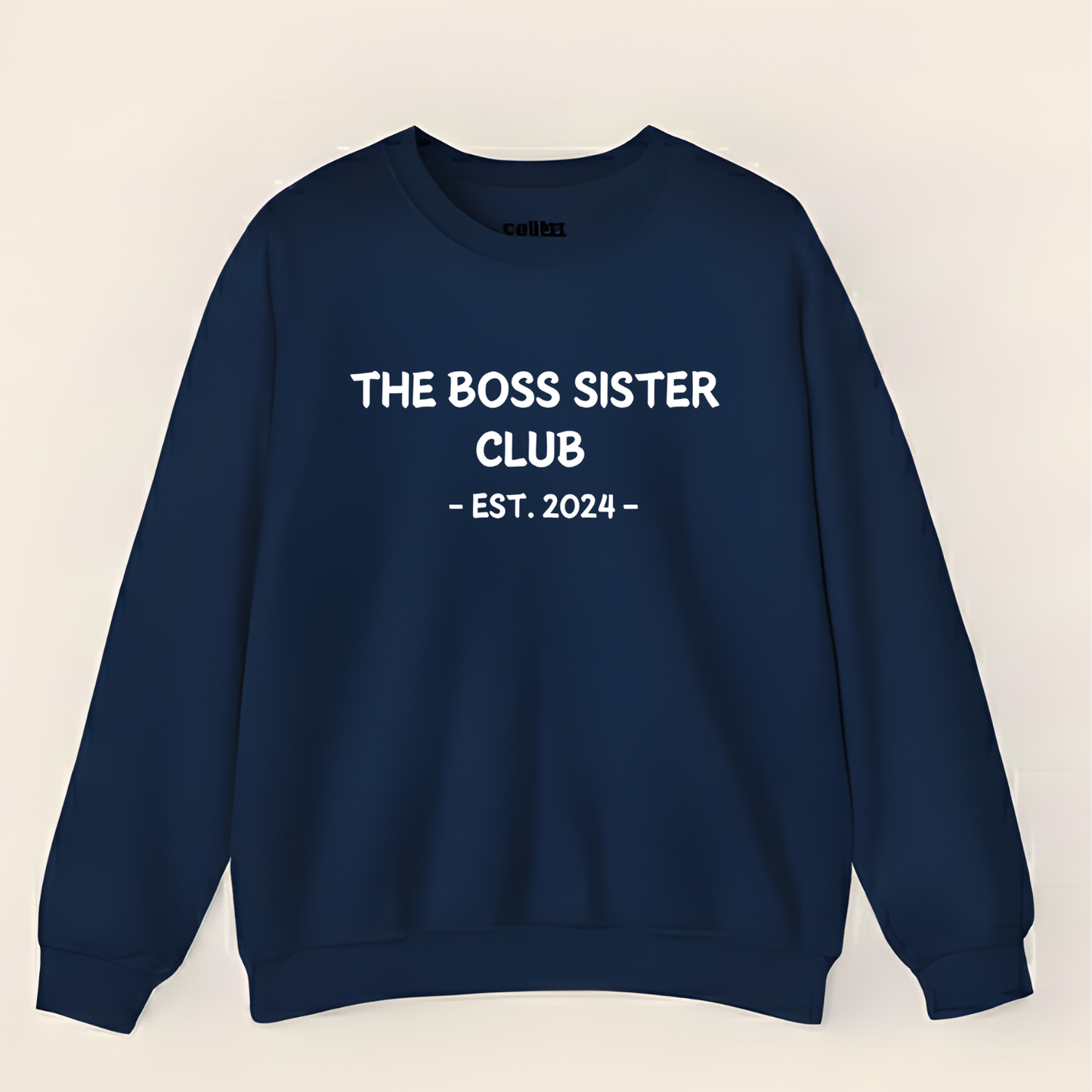 Unisex Black Crewneck Sweatshirt – “Boss Sister Club – EST. 2024” – Graphic Slogan, Relaxed Fit