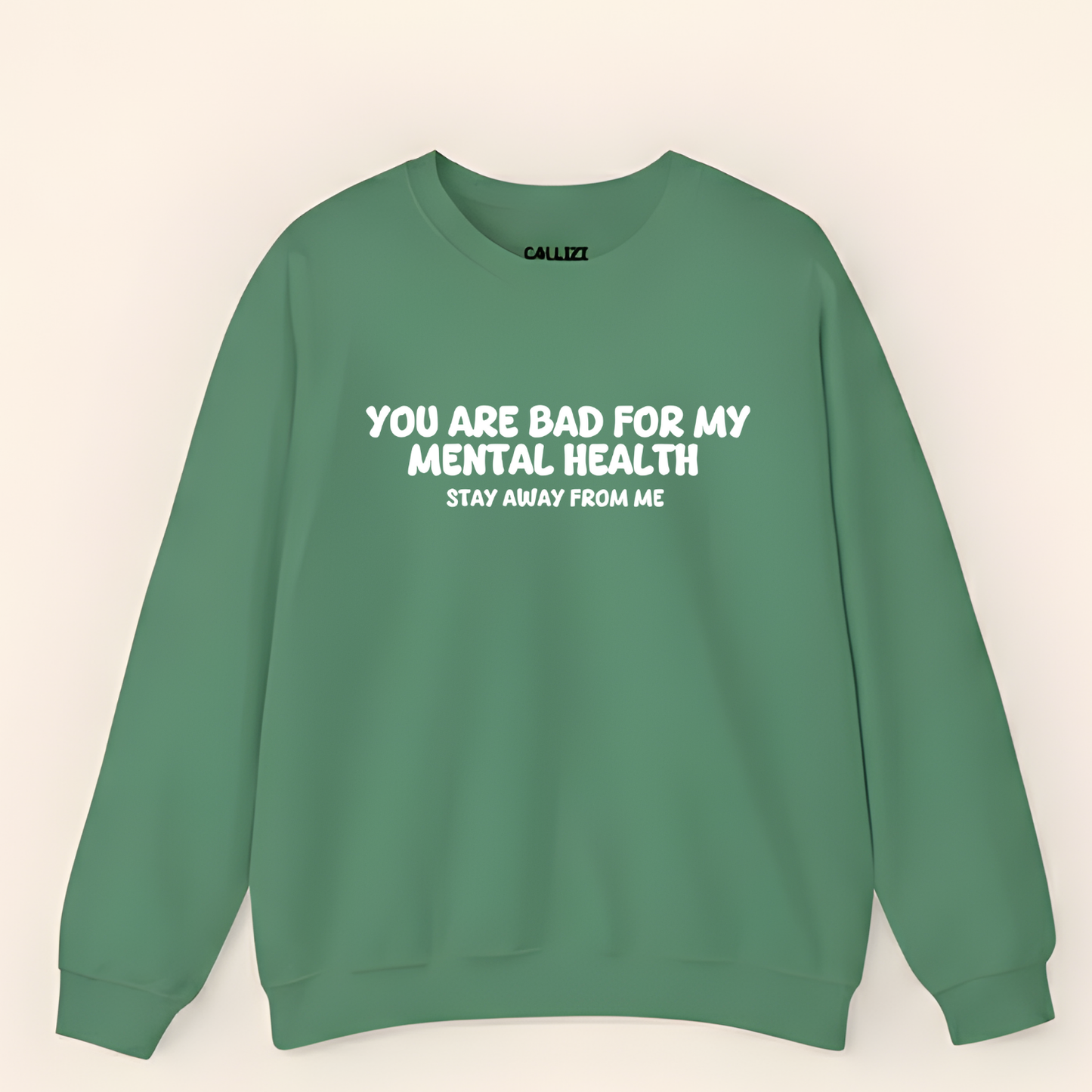 Unisex Black Crewneck Sweatshirt – “Protecting My Peace – Please Stay Away” – Graphic Slogan, Relaxed Fit