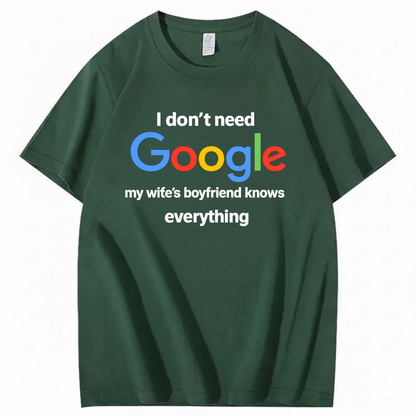 I DON'T NEED GOOGLE My Wife's Boyfriend Knows Everything T - SHIRT (FRONT PRINT)
