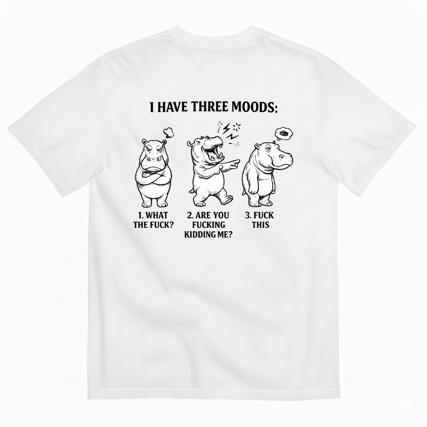 I HAVE THREE MOODS T- SHIRT (BACK PRINT)