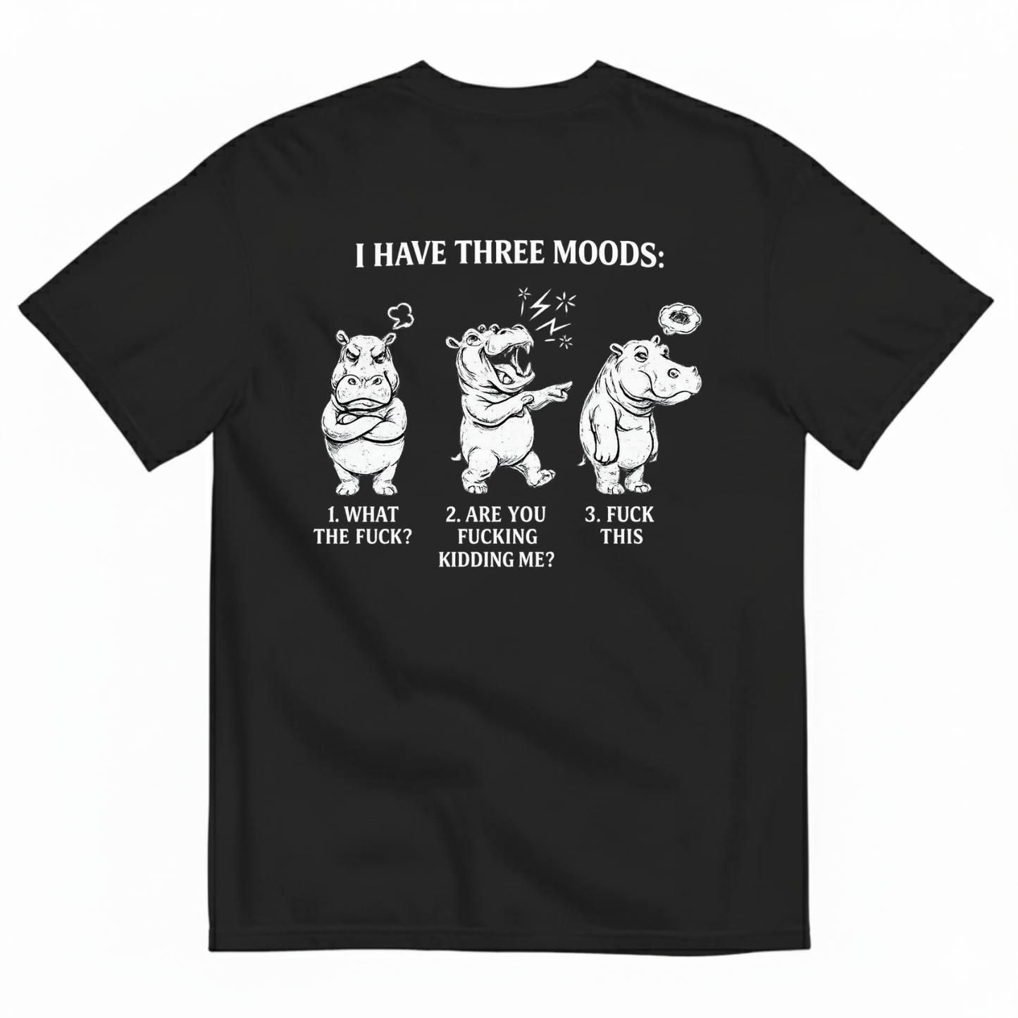 I HAVE THREE MOODS T- SHIRT (BACK PRINT)