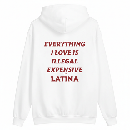 EVERYTHING I LOVE IS ILLEGAL, EXPENSIVE, OR LATINA. HOODIE