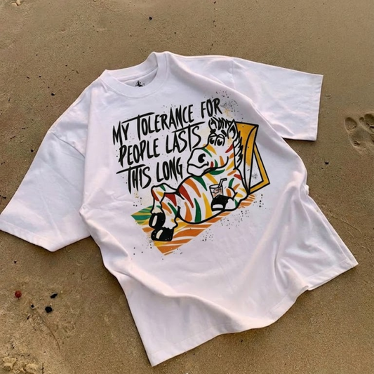 My Tolerance For People Lasts This Long T- Shirt (Front Print)