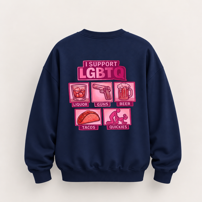 I SUPPORT LGBTQ SWEATSHIRT (BACK PRINT)