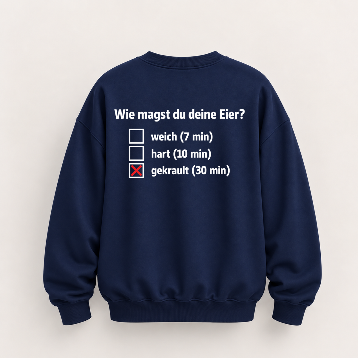 WIE MAGST DU DEINE EIER SWEATSHIRT (BACK PRINT)