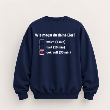 WIE MAGST DU DEINE EIER SWEATSHIRT (BACK PRINT)