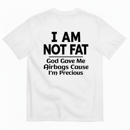 I AM NOT FAT GOD GAVE ME AIRBAGS CAUSE I’M PRECIOUS T-SHIRT (BACK PRINT)
