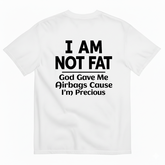 I AM NOT FAT GOD GAVE ME AIRBAGS CAUSE I’M PRECIOUS T-SHIRT (BACK PRINT)