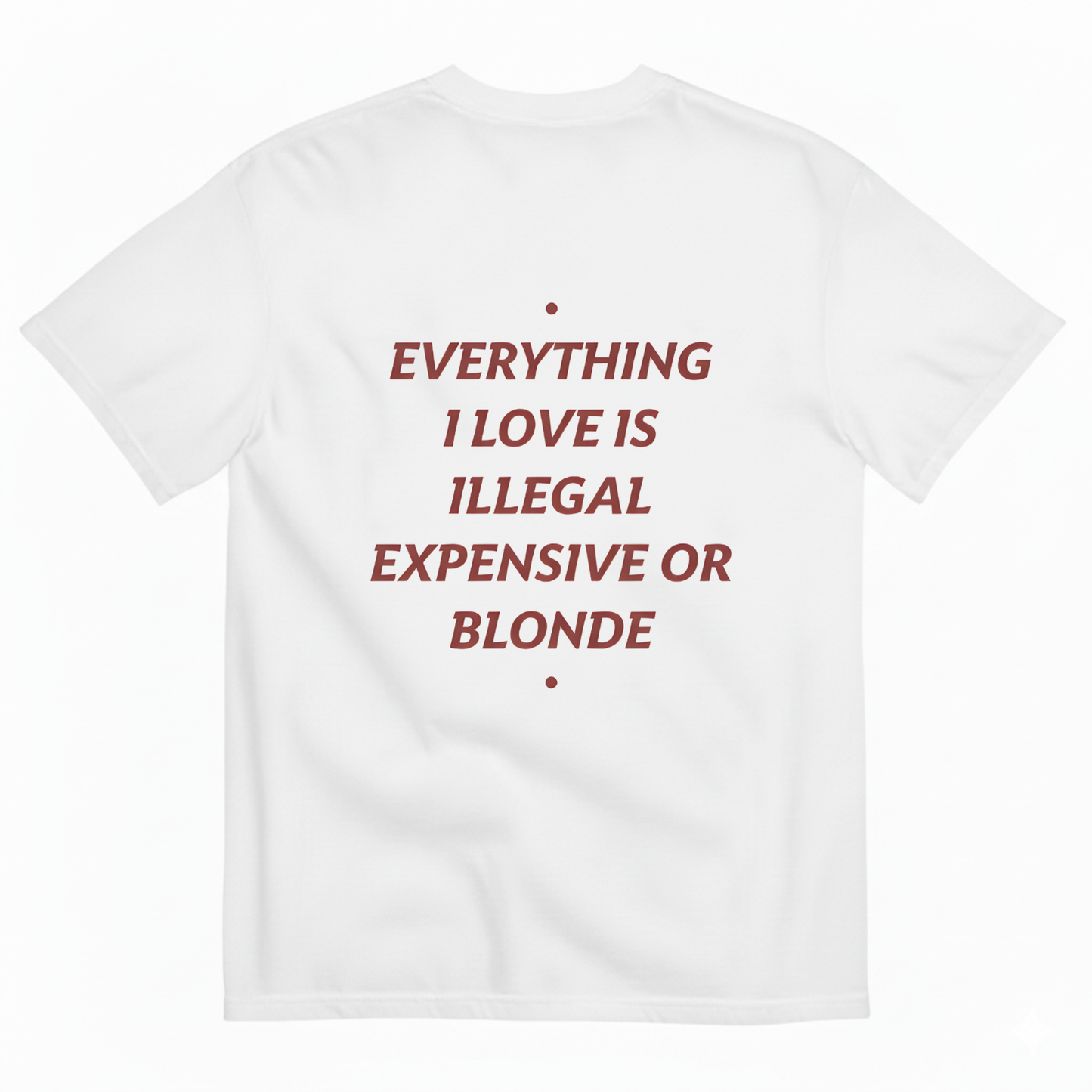 EVERYTHING I LOVE IS ILLEGAL, EXPENSIVE OR BRUNETTE T- SHIRT