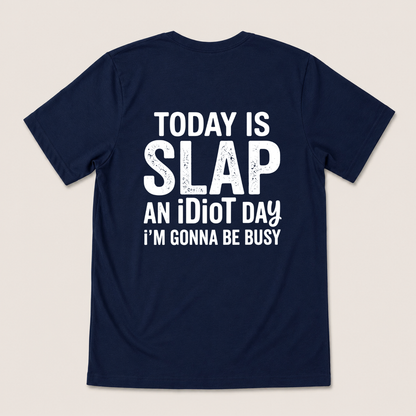 TODAY IS SLAP AN IDIOT DAY I'M GONNA BE BUSY T-SHIRT (BACK PRINT)