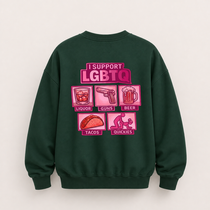 I SUPPORT LGBTQ SWEATSHIRT (BACK PRINT)