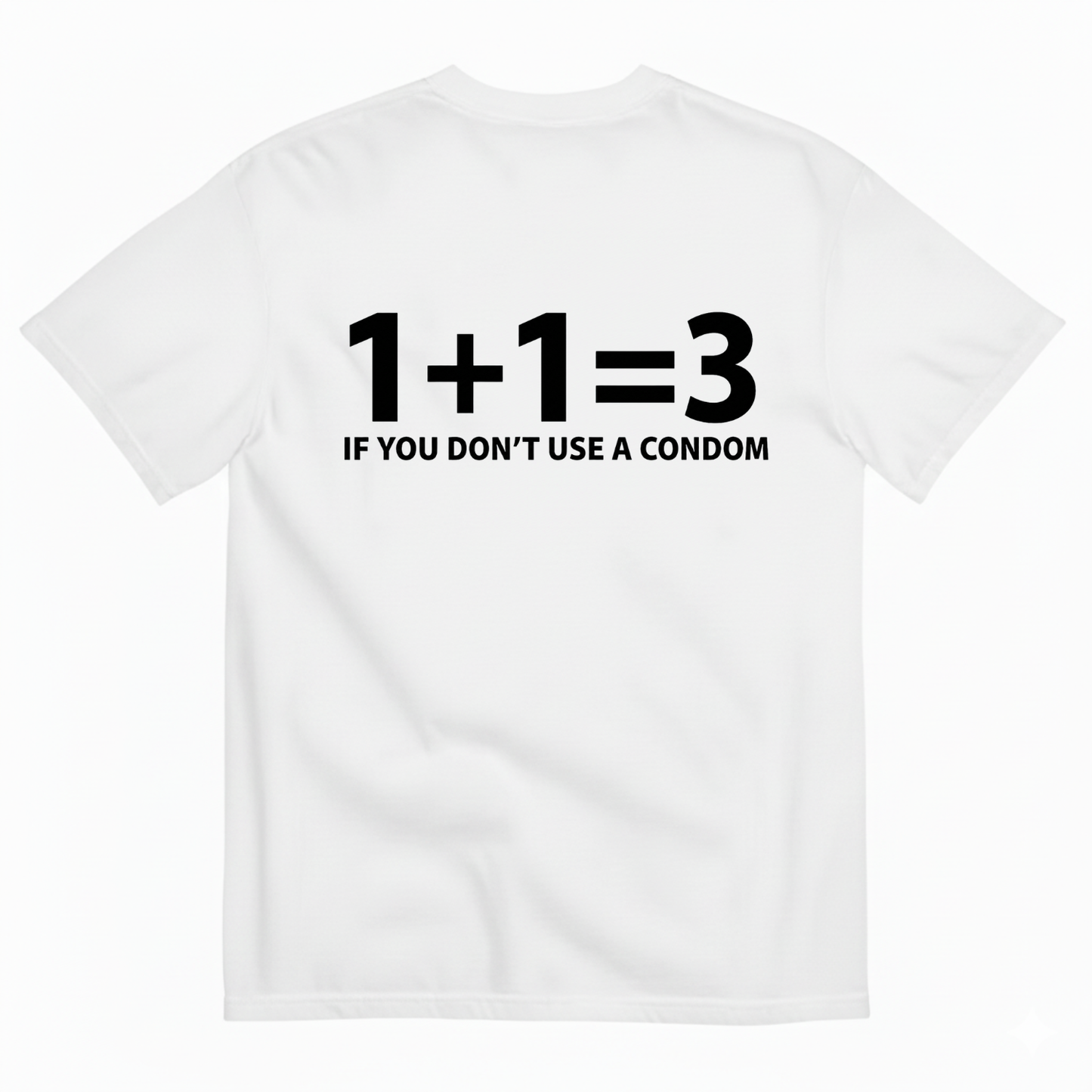 1+1=3 IF YOU DON’T USE A CONDOM T-SHIRT (BACK PRINT)
