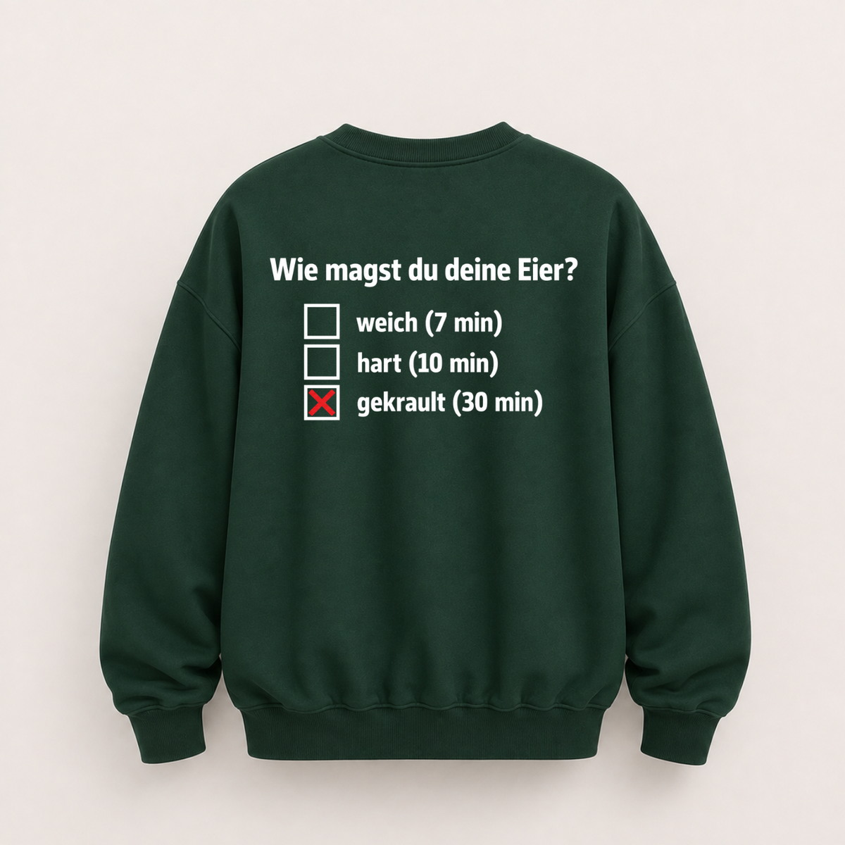 WIE MAGST DU DEINE EIER SWEATSHIRT (BACK PRINT)