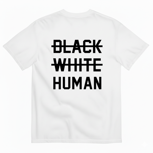 BLACK WHITE HUMAN T-SHIRT (BACK PRINT)