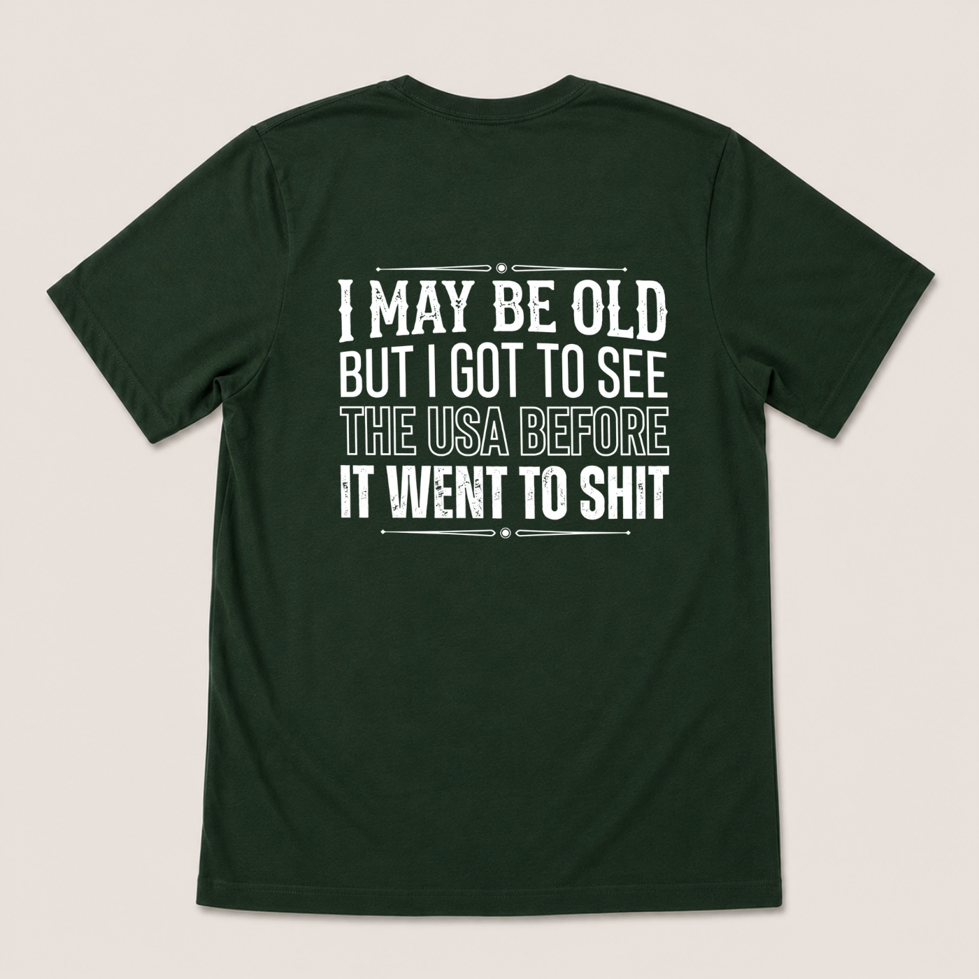 I MAY BE OLD BUT I GOT TO SEE THE USA BEFORE IT WENT TO SHIT T-SHIRT (BACK PRINT)