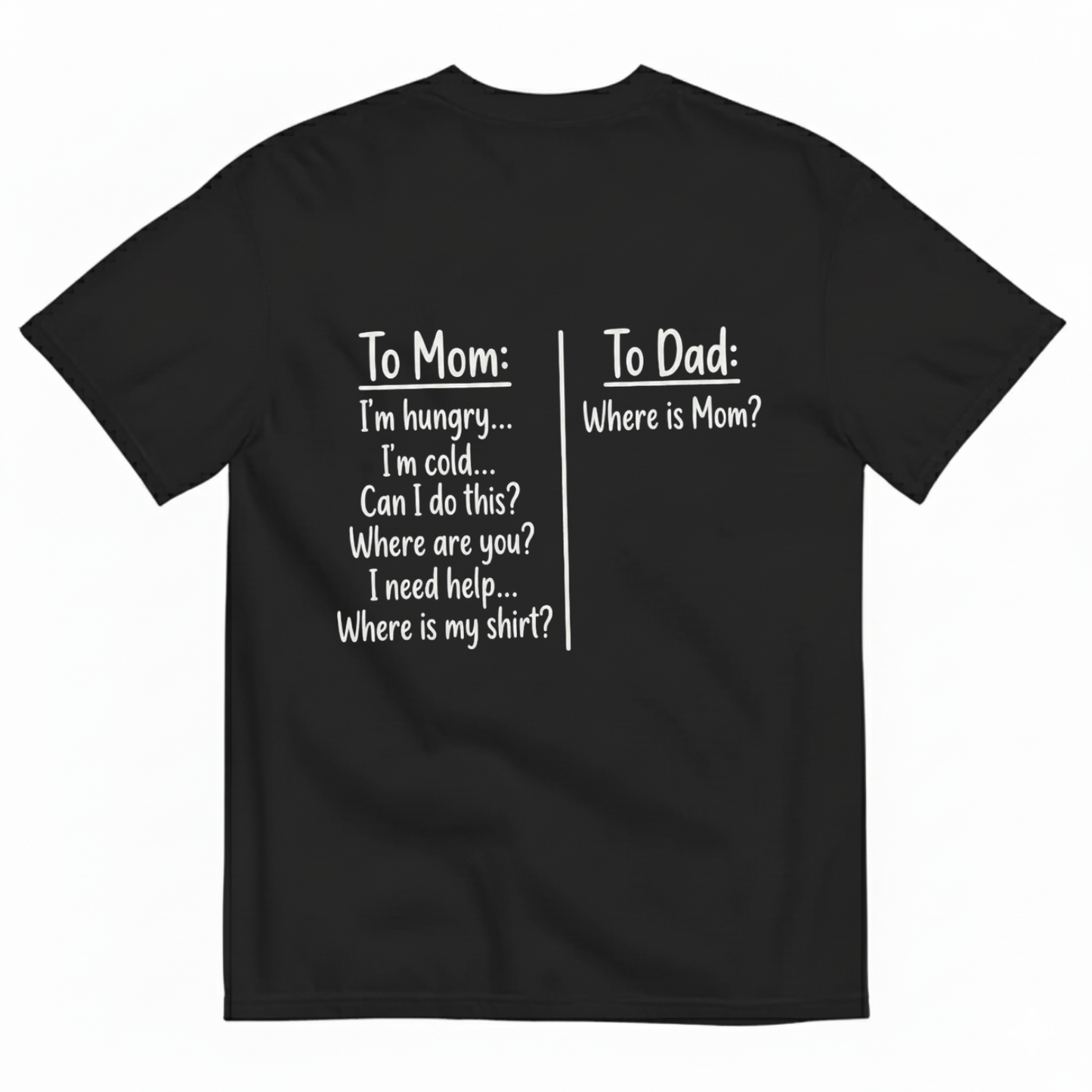 TO MOM / TO DAD T-SHIRT (BACK PRINT)