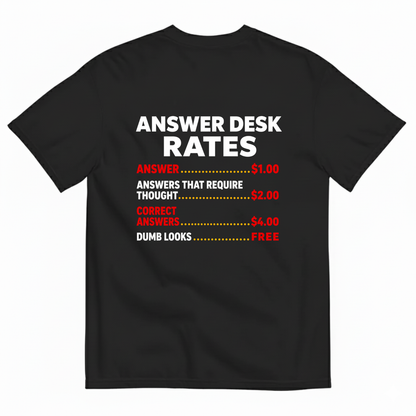 ANSWER DESK RATES T-SHIRT (BACK PRINT)