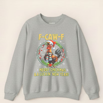 Funny F-CAW-F Rooster Christmas Swearshirt