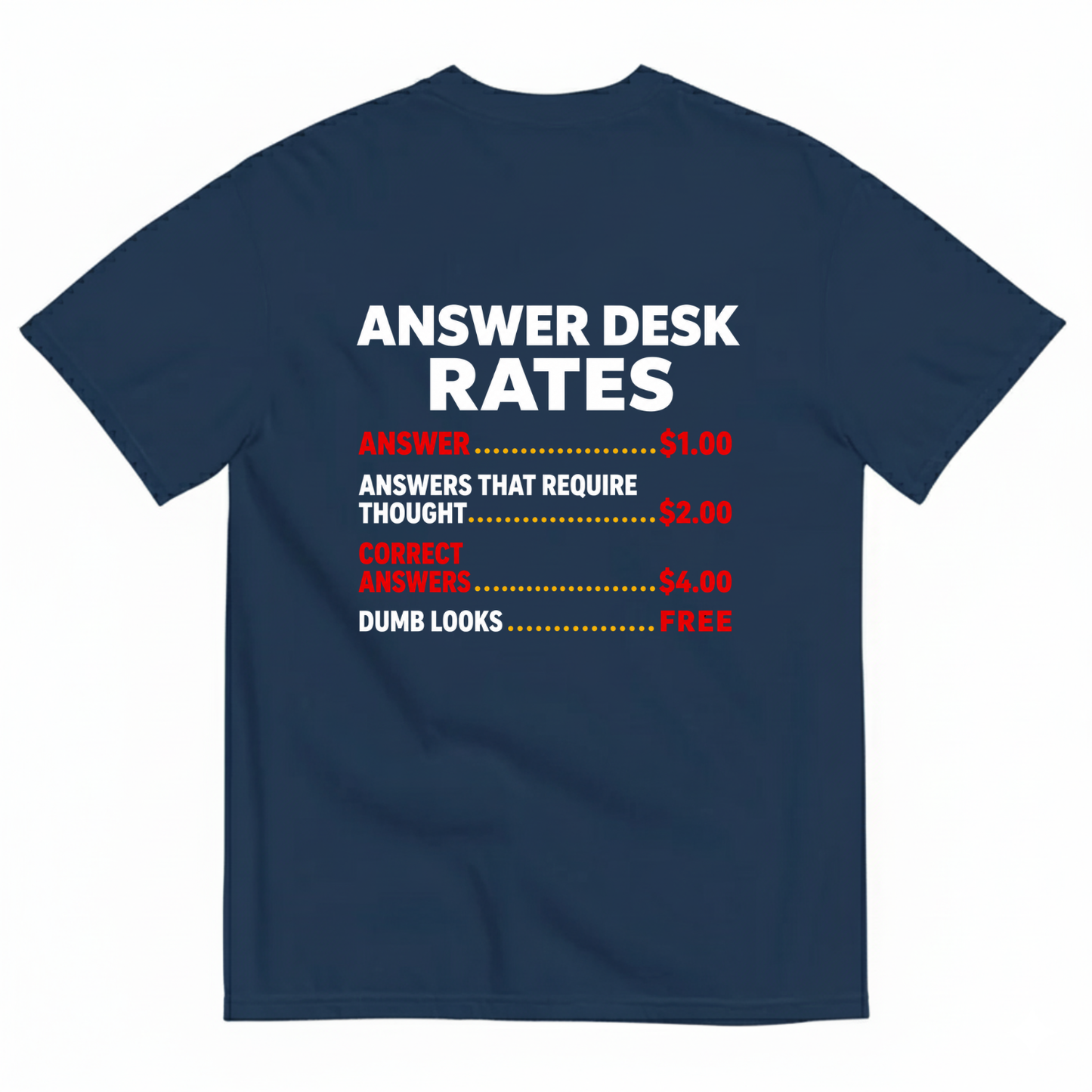 ANSWER DESK RATES T-SHIRT (BACK PRINT)