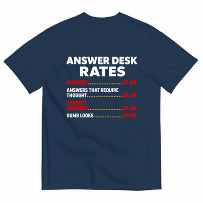 ANSWER DESK RATES T-SHIRT (BACK PRINT)