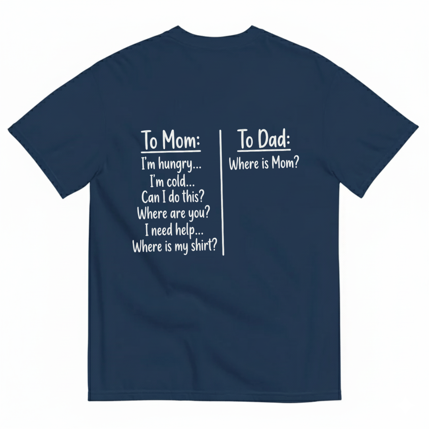 TO MOM / TO DAD T-SHIRT (BACK PRINT)