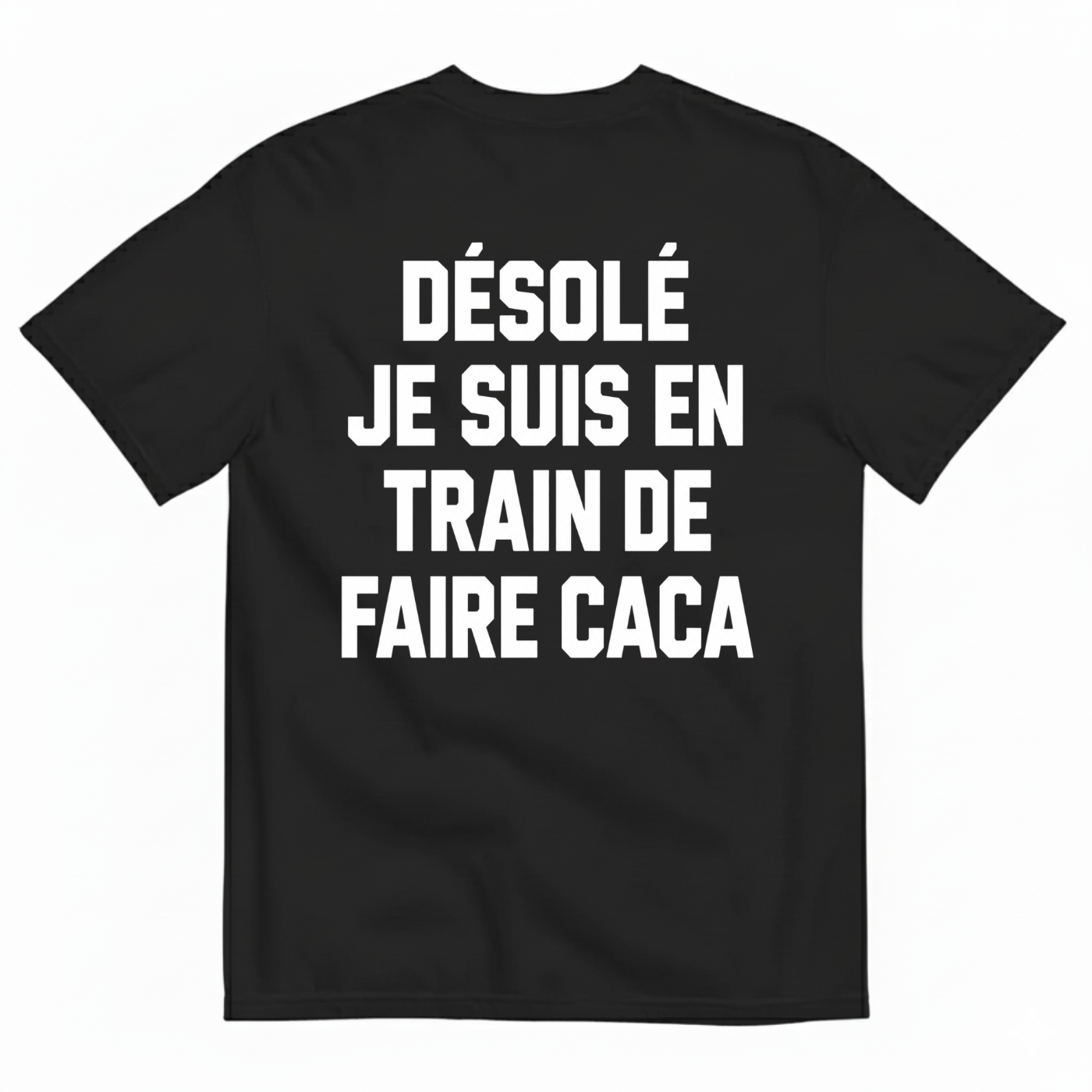 DÉSOLÉ JE SUIS EN TRAIN DE FAIRE CACA T-SHIRT (BACK PRINT)