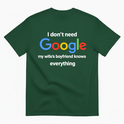 I DON'T NEED GOOGLE My Wife's Boyfriend Knows Everything T-SHIRT (BACK PRINT)