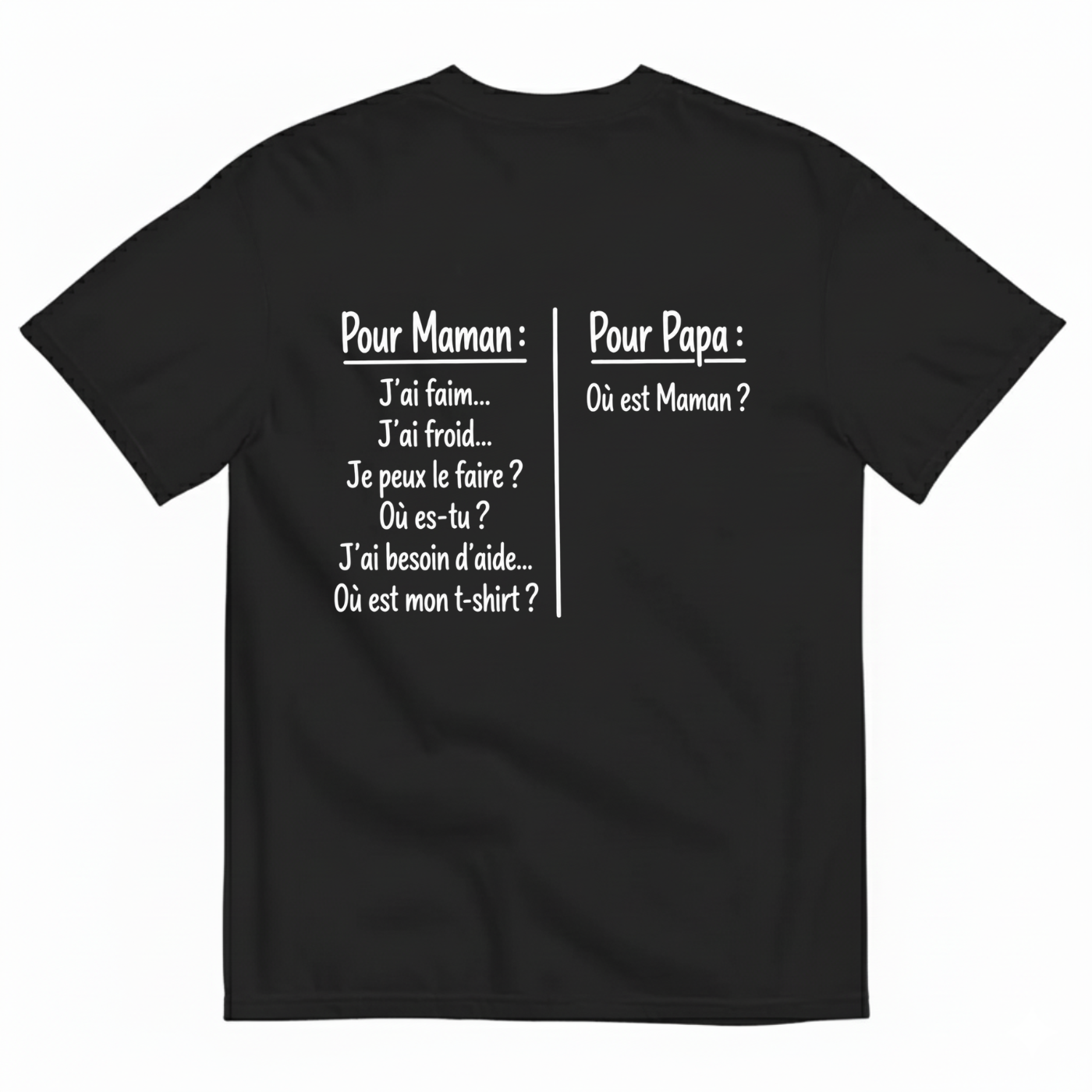POUR MAMAN  POUR PAPA T-SHIRT (BACK PRINT)