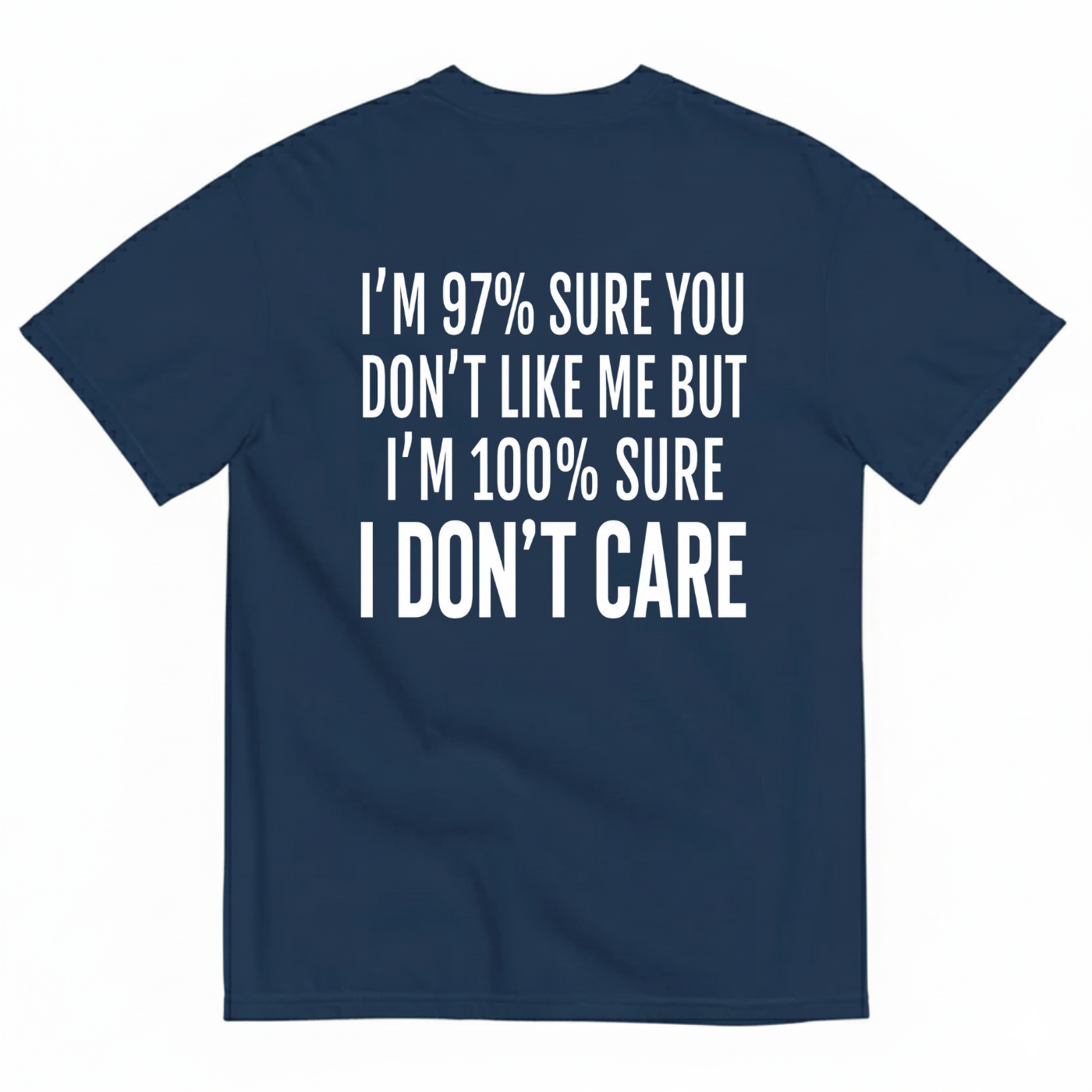 I'M 97% SURE YOU DON'T LIKE ME BUT I'M 100% SURE I DON'T CARE T-SHIRT (BACK PRINT)