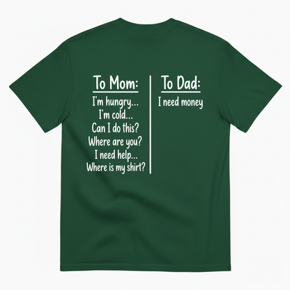 TO MOM TO DAD T-SHIRT (BACK PRINT)