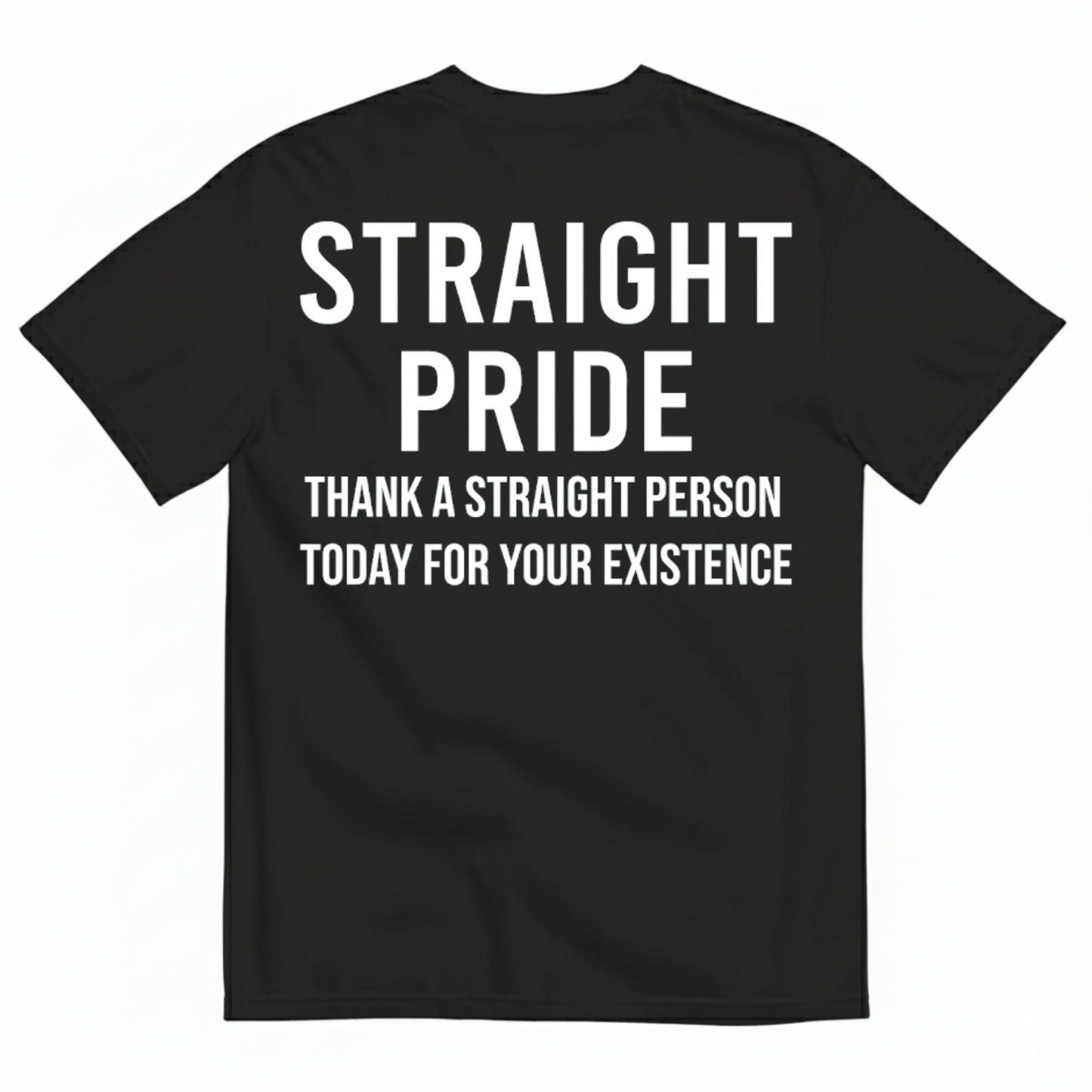 STRAIGHT PRIDE THANK A STRAIGHT PERSON TODAY T-SHIRT (BACK PRINT)