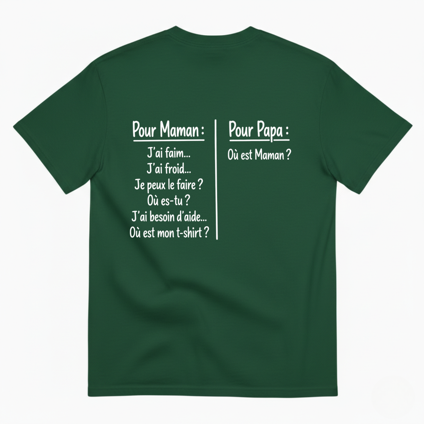 POUR MAMAN  POUR PAPA T-SHIRT (BACK PRINT)