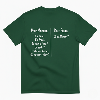 POUR MAMAN  POUR PAPA T-SHIRT (BACK PRINT)