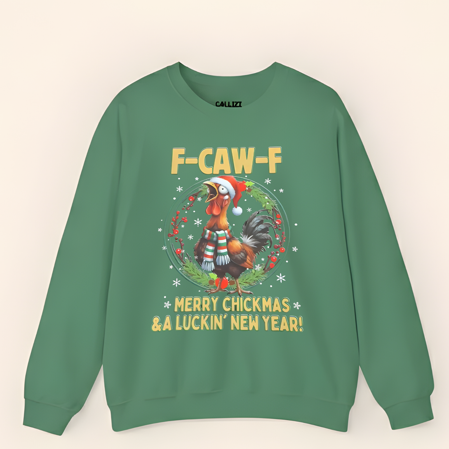 Funny F-CAW-F Rooster Christmas Swearshirt