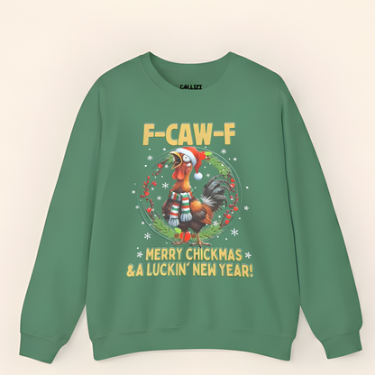 Funny F-CAW-F Rooster Christmas Swearshirt