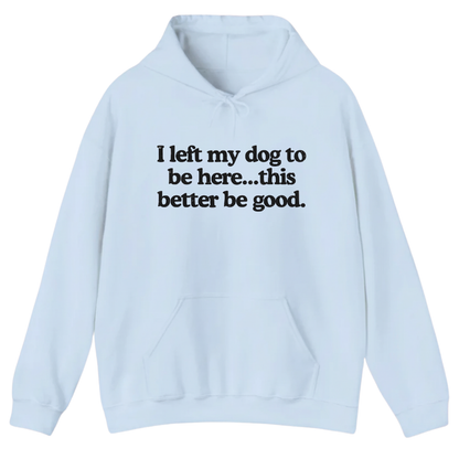 I left my dog to be here... this better good Hoodie