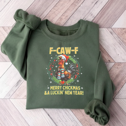 Funny F-CAW-F Rooster Christmas Swearshirt