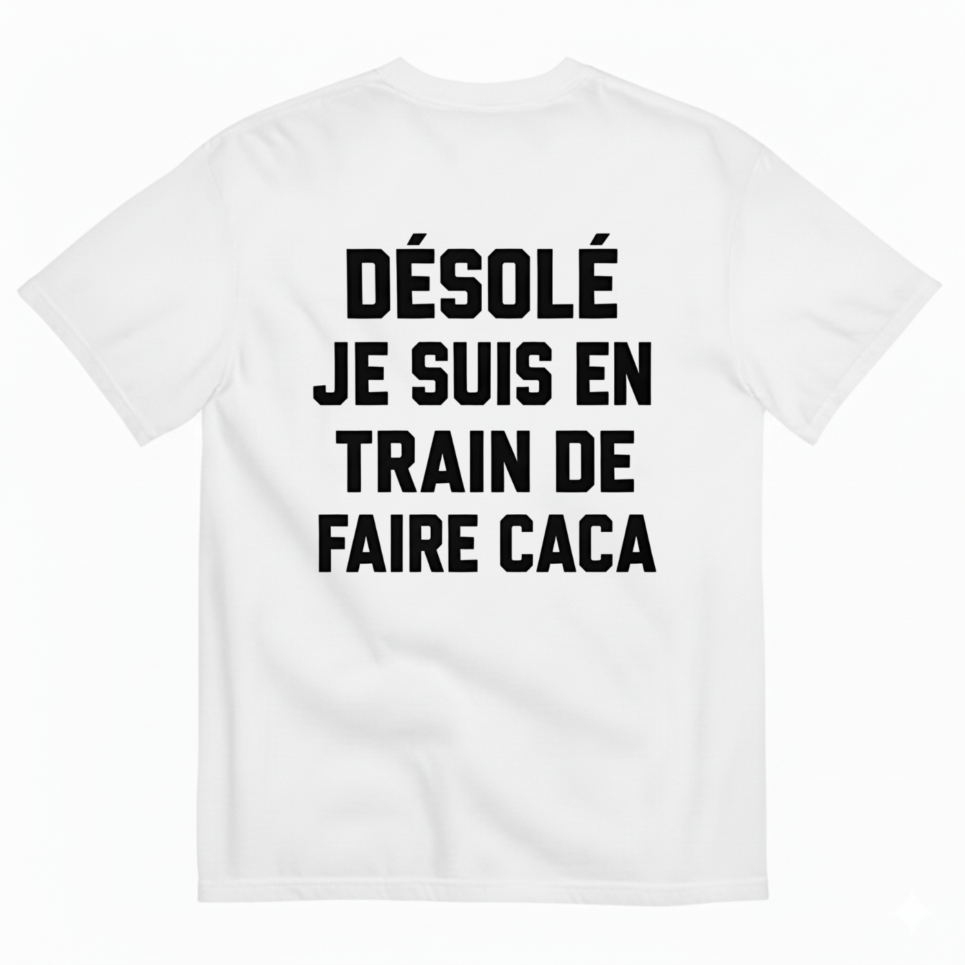 DÉSOLÉ JE SUIS EN TRAIN DE FAIRE CACA T-SHIRT (BACK PRINT)