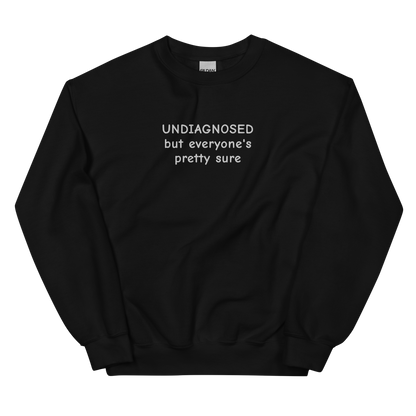 UNDIAGNOSED BUT EVERYONE’S PRETTY SURE SWEATSHIRT (FRONT EMBROIDERY)