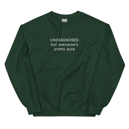 UNDIAGNOSED BUT EVERYONE’S PRETTY SURE SWEATSHIRT (FRONT EMBROIDERY)