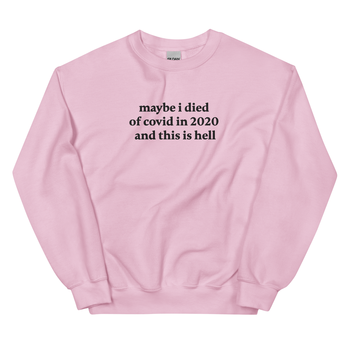 MAYBE I DIED OF COVID IN 2020 AND THIS IS HELL SWEATSHIRT (FRONT EMBROIDERY)