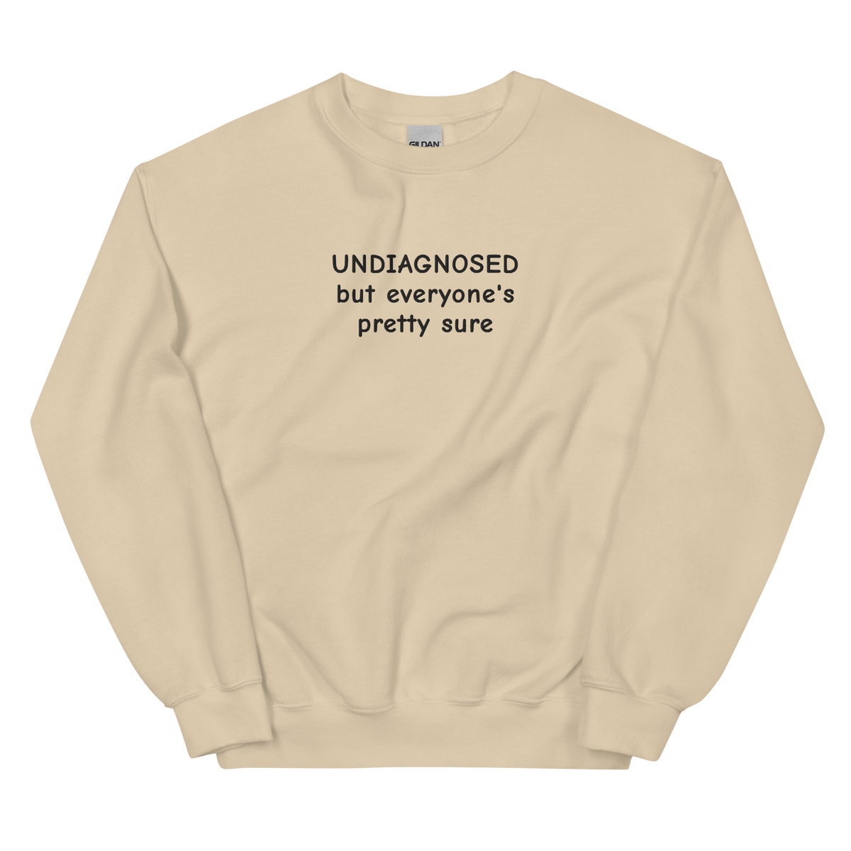 UNDIAGNOSED BUT EVERYONE’S PRETTY SURE SWEATSHIRT (FRONT EMBROIDERY)