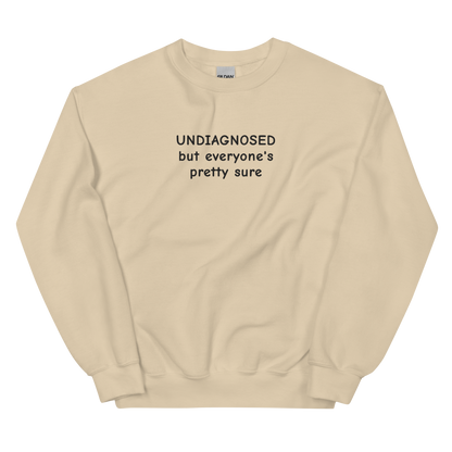 UNDIAGNOSED BUT EVERYONE’S PRETTY SURE SWEATSHIRT (FRONT EMBROIDERY)