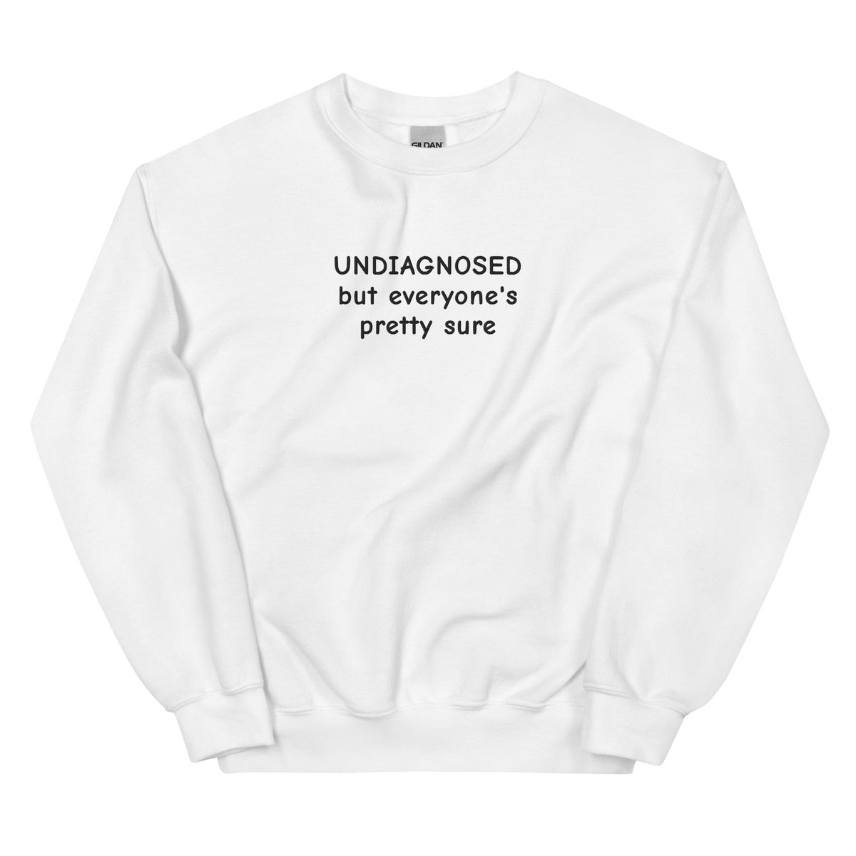 UNDIAGNOSED BUT EVERYONE’S PRETTY SURE SWEATSHIRT (FRONT EMBROIDERY)