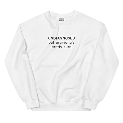 UNDIAGNOSED BUT EVERYONE’S PRETTY SURE SWEATSHIRT (FRONT EMBROIDERY)